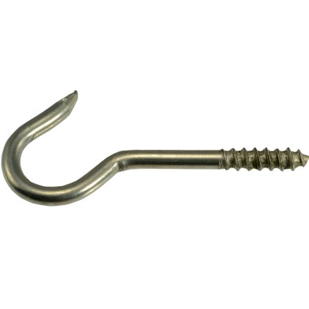 MIDWEST FASTENER #10 x 11/64" x 17/32" x 2-1/2" 18-8 Stainless Steel Screw Hooks 8PK 32624